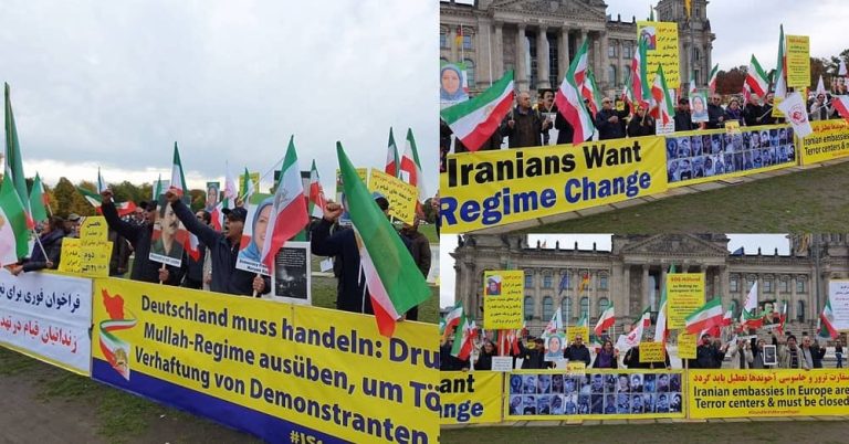 Berlin, October 21, 2022: Freedom-loving Iranians and supporters of the People's Mojahedin Organization of Iran (PMOI/MEK) continue to rally in solidarity with the Iranian people's uprising.