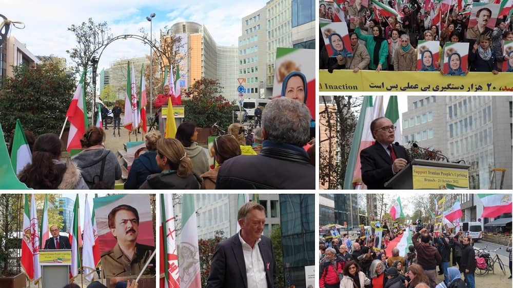Brussels, October 21, 2022: The Large Demonstration of Iranian Resistance Supporters, Supporting the Nationwide Iran Protests