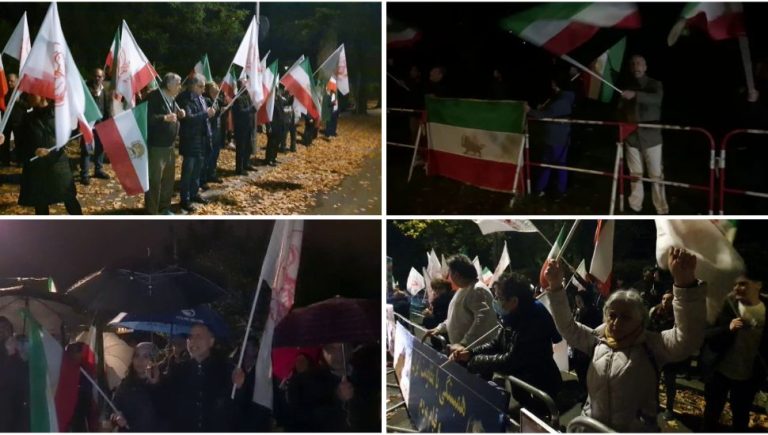 October 15, 2022: Freedom-loving Iranians and supporters of the People's Mojahedin Organization of Iran (PMOI/MEK) in Berlin, Hamburg, and Stockholm. Oslo, London, The Hague, and Vienna, gathered in front of the terror embassies or spy consulates of the mullahs and condemned the Iranian regime's crime in Evin prison.