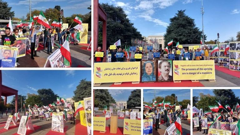 Geneva, October 28, 2022: Freedom-loving Iranians and supporters of the People's Mojahedin Organization of Iran (PMOI/MEK) demonstrated in front of the UN headquarter to express solidarity with the nationwide Iran Protests and political prisoners.