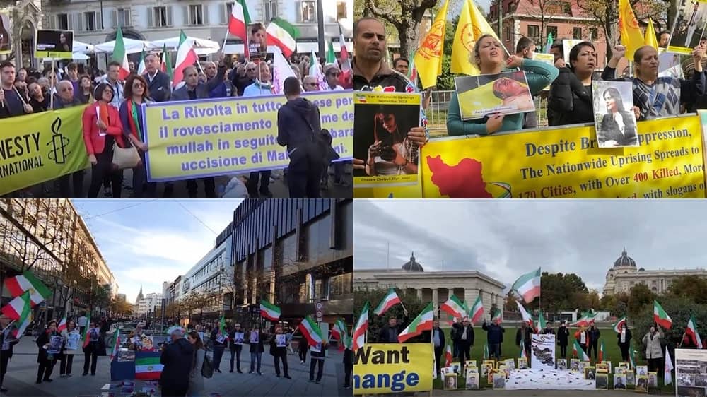 Demonstrations of Iranian Resistance Supporters in Turin, Vienna, Brussels, and Hanover in Support of the Iran Protests