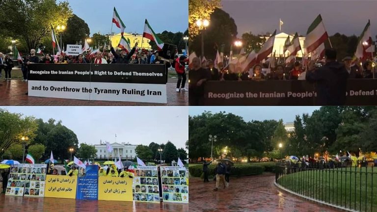 Washington, DC, October 3, 2022: Freedom-loving Iranians and supporters of the People's Mojahedin Organization of Iran (PMOI/MEK) held a protest gathering in front of the White House to express solidarity with the nationwide Iran Protests. They protested the suppression of the current uprising across Iran. 