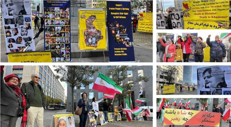 Brussels, October 25, 2022: Freedom-loving Iranians and supporters of the People's Mojahedin Organization of Iran (PMOI/MEK), simultaneously with the resolution of the Belgian Parliament in solidarity with the revolution of the Iranian people, held a rally to support the Iranian people's uprising.