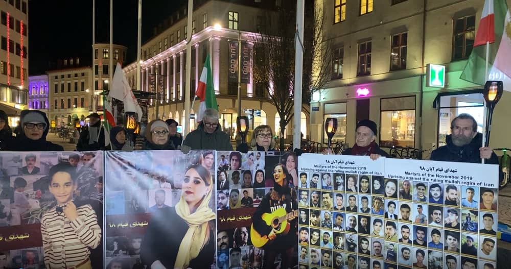 Sweden, Gothenburg—November 16, 2022: Freedom-loving Iranians and supporters of the People's Mojahedin Organization of Iran (PMOI/MEK) held a rally in solidarity with the Iranian people's uprising. They also commemorated the anniversary of the November 2019 uprising in Iran.