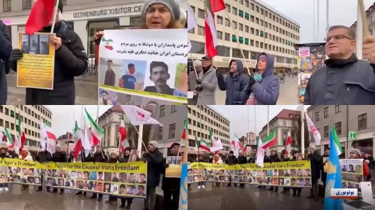 Gothenburg, Sweden—November 26, 2022: Freedom-loving Iranians and supporters of the People's Mojahedin Organization of Iran (PMOI/MEK) held a rally in solidarity with the Iranian people's uprising.