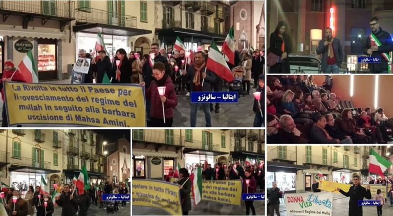 November 2022, Italy: The municipality of Saluzzo in Italy, in collaboration with the Equality Council, held a demonstration and conference in the theater of this city in solidarity with the women who stood up and supported the nationwide uprising of the Iranian people.