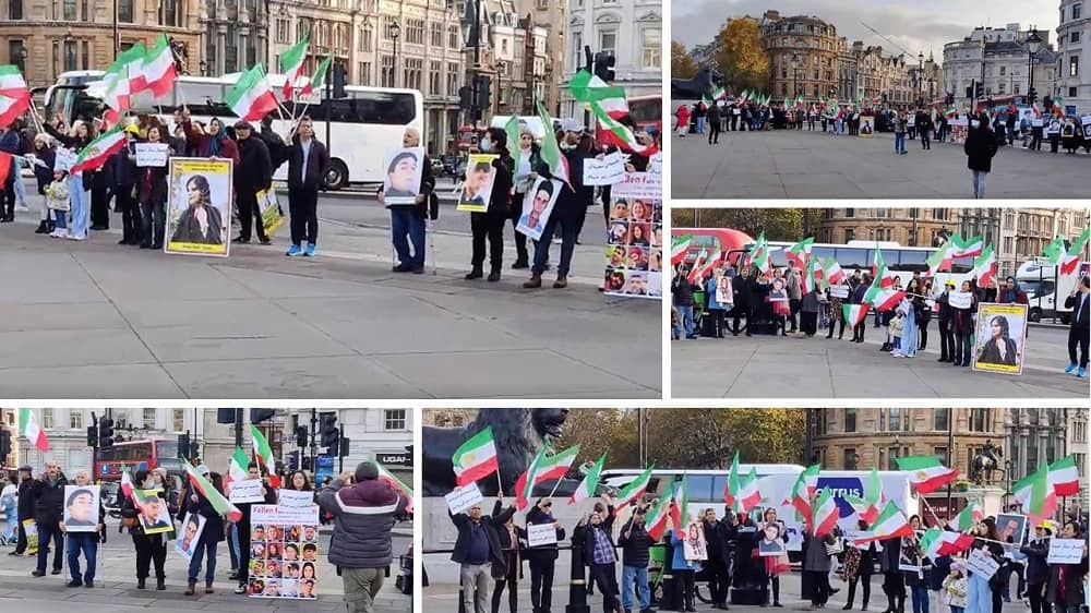 London—November 26, 2022: Iranian Resistance Supporters Rally in Support of the Iran Protests