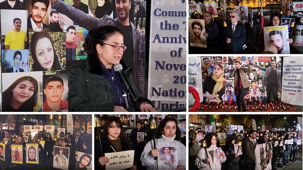 London—November 18, 2022: Iranian Resistance Supporters Rally in Support of the Iran Protests, Commemorating the Bloody November 2019