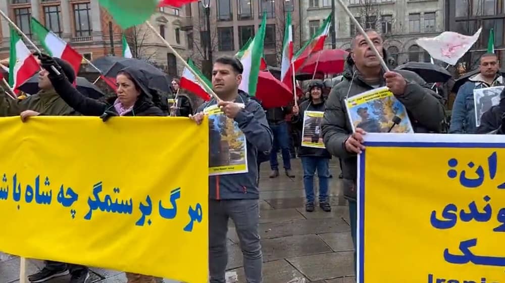 Norway, Oslo—November 4, 2022: Freedom-loving Iranians and supporters of the People's Mojahedin Organization of Iran (PMOI/MEK) held a rally in solidarity with the Iranian people's uprising. They paid tribute to the martyrs of Baluchistan protests, especially on Friday, November 4 in the city of Khash.