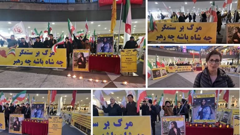 Stockholm—November 1, 2022: Freedom-loving Iranians and supporters of the People's Mojahedin Organization of Iran (PMOI/MEK) continue to sit-in and rally in solidarity with the Iranian people's uprising and political prisoners.