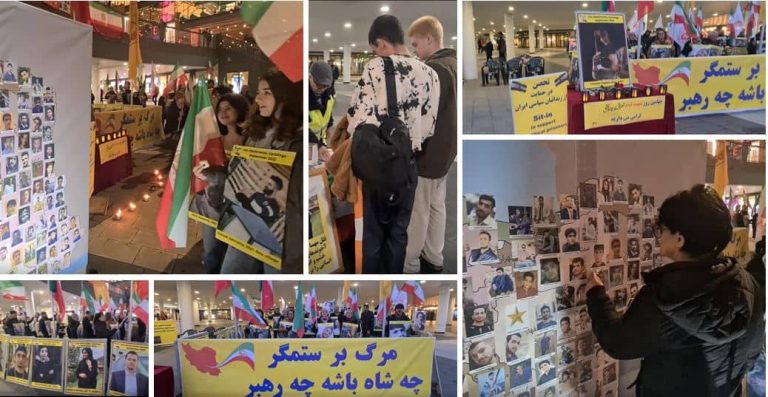 Stockholm—November 2, 2022: Freedom-loving Iranians and supporters of the People's Mojahedin Organization of Iran (PMOI/MEK) continue to sit-in and rally in solidarity with the Iranian people's uprising and political prisoners.