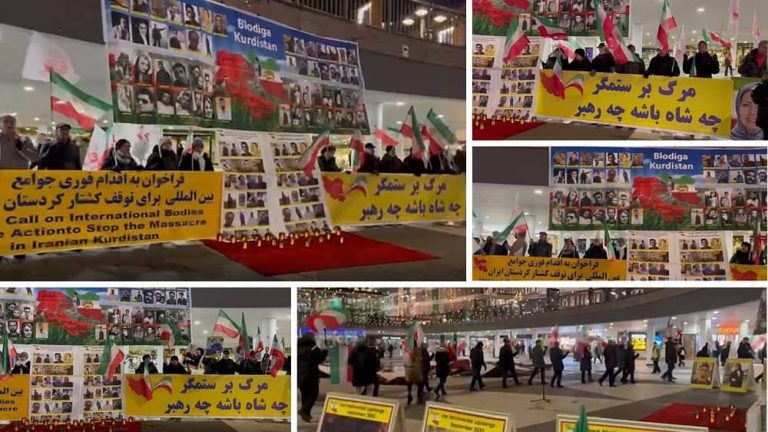 Stockholm, Sweden—November 24, 2022: Freedom-loving Iranians and supporters of the People's Mojahedin Organization of Iran (PMOI/MEK) held a rally in solidarity with the Iranian people's uprising.