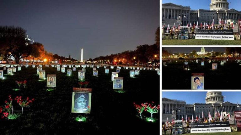 Washington, DC—November 4, 2022: Iranian-American community and supporters of the Iranian Resistance (NCRI and MEK) held a photo exhibition and Candlelight Vigil outside the US Capitol, marking the 50th day of the nationwide Iran protests.