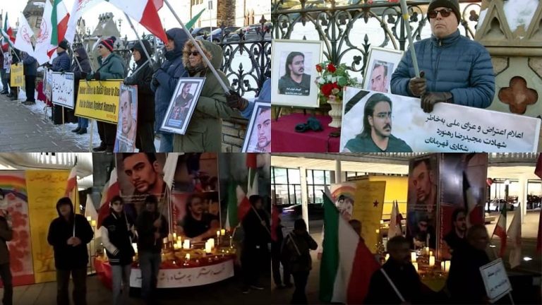 Canada, Ottawa, and Vancouver—December 12 & 13, 2022: Supporters of the People's Mojahedin Organization of Iran (PMOI/MEK) held protest demonstrations against the criminal execution of the young protester, Majidreza Rahnavard.