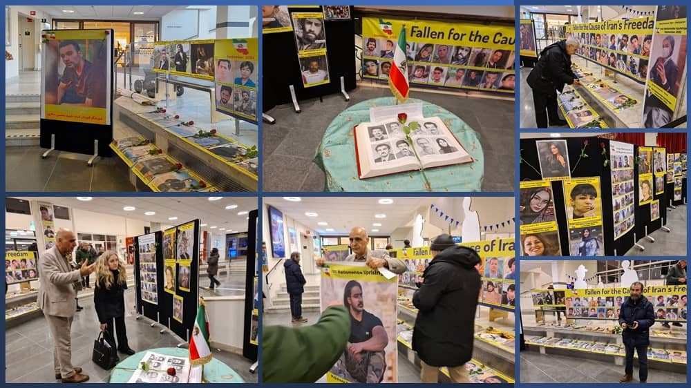 Sweden, Borås—December 15, 2022: Iranian Resistance Supporters Held a Photo Exhibition, in Support of the Iran Revolution