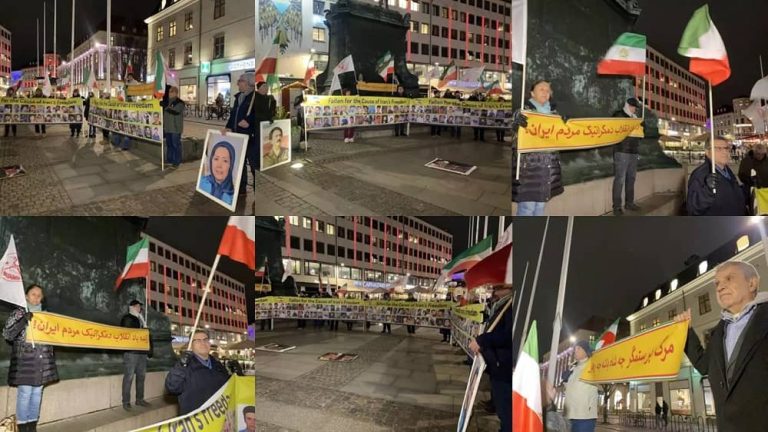 Gothenburg, Sweden—November 30, 2022: Freedom-loving Iranians and supporters of the People's Mojahedin Organization of Iran (PMOI/MEK) held a rally in solidarity with the Iranian people's uprising.