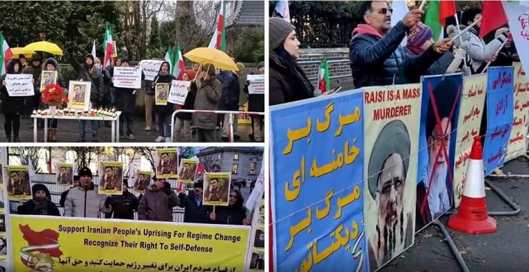 December 8, 2022: Supporters of the People's Mojahedin Organization of Iran (PMOI/MEK) held protest demonstrations against the criminal execution of the young protester, Mohsen Shekari, in Berlin, London, and Aarhus. Mohsen, 23-year-old, was arrested for participating in the nationwide Iranian Revolution in Tehran in September 2022.