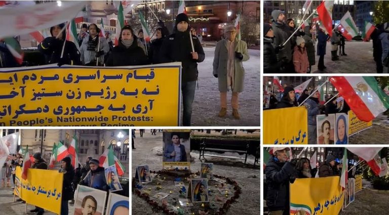 Oslo, Norway—December 27, 2022: Freedom-loving Iranians and supporters of the People's Mojahedin Organization of Iran (PMOI/MEK) gathered to commemorate the martyrs of the nationwide Iranian Revolution. They also expressed their solidarity with the Iranian people's uprising.