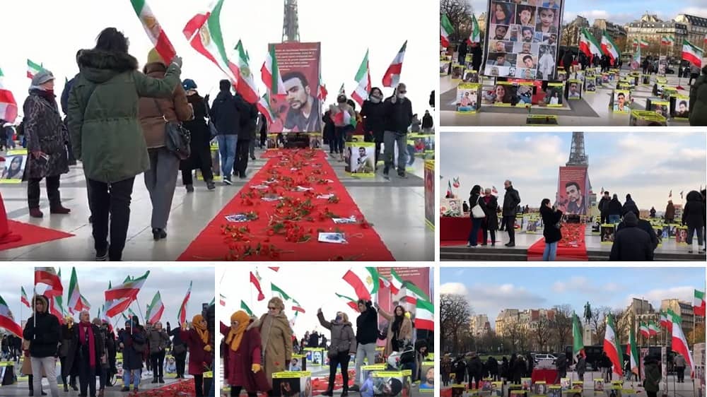 Paris, France—December 10, 2022: Iranian Resistance Supporters Rally and Exhibition, Condemning the Execution of Mohsen Shekari