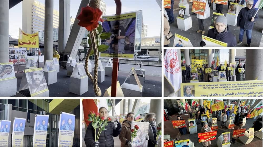 The Hague—December 16, 2022: Iranian Resistance Supporters Held a Rally and Photo Exhibition in Support of the Iran Revolution