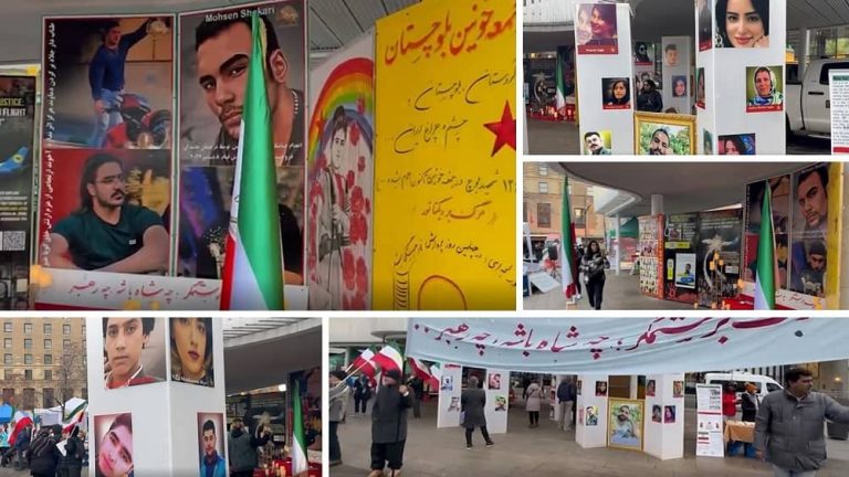 Vancouver, Canada—December 19, 2022: Freedom-loving Iranians and supporters of the People's Mojahedin Organization of Iran (PMOI/MEK) held a photo exhibition in memory of the martyrs of the nationwide Iranian Revolution.