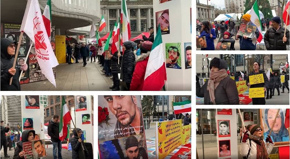 Canada, Vancouver—December 10, 2022: Iranian Resistance Supporters Rally in Solidarity With Iran Revolution and Condemning the Execution of Mohsen Shekari
