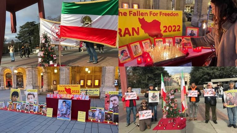 December 24, 2022: December 24, 2022: Freedom-loving Iranians and supporters of the People's Mojahedin Organization of Iran (PMOI/MEK) on the eve of Christmas, attended churches and gathered in Vienna and Geneva commemorated the martyrs of the nationwide Iranian Revolution.