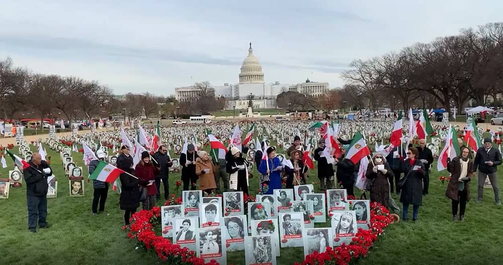 Washington, DC—December 14, 2022: Iranian Resistance Supporters Rally and Photo Exhibition in Support of The Iran Revolution and Condemning the Execution of Majidreza Rahnavard