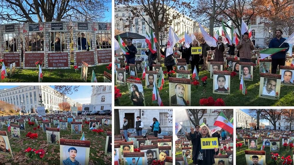 Washington, DC—December 4, 2022: Rally and Photo Exhibition in Front of the US Congress to Support the Iran Revolution