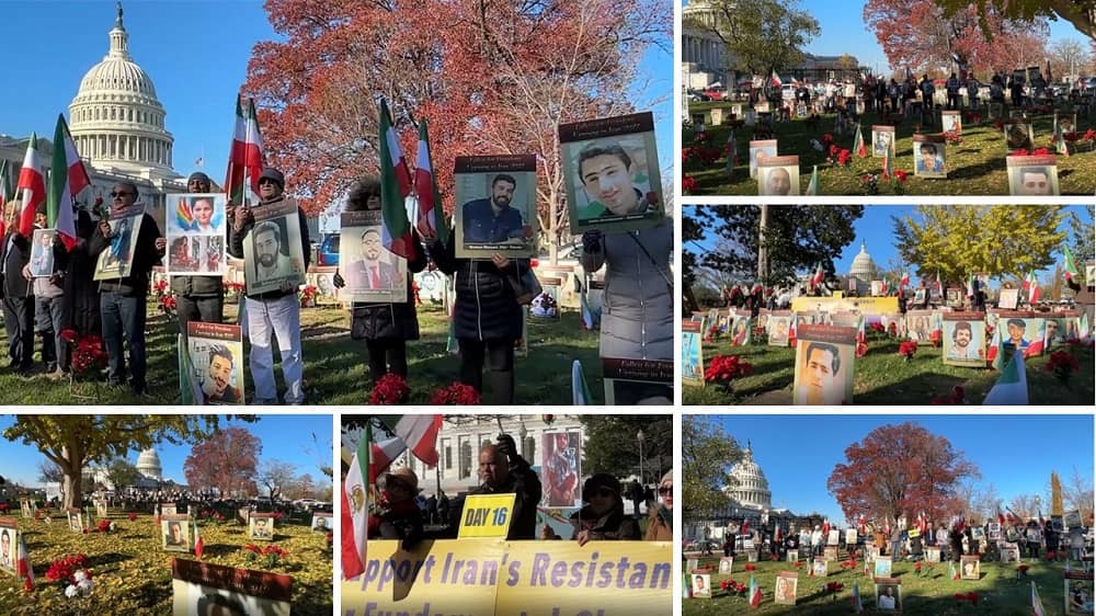 Washington, DC—December 1, 2022: Rally and Photo Exhibition in Front of the US Congress to Support the Iran Revolution