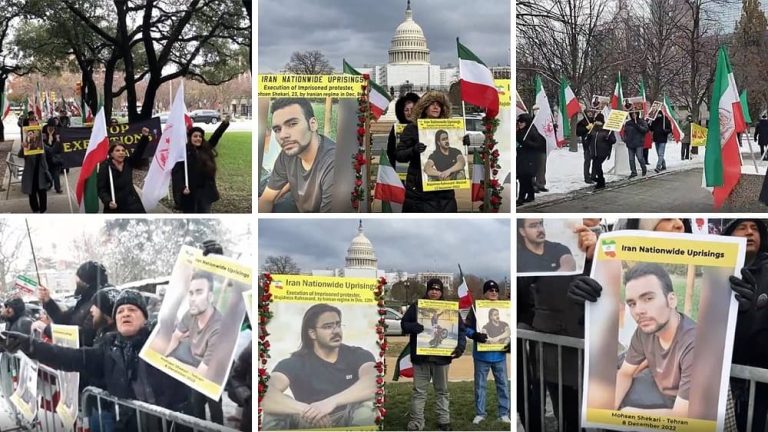 Washington DC, Dallas, Toronto, and Bern—December 12 & 13, 2022: Supporters of the People's Mojahedin Organization of Iran (PMOI/MEK) held protest demonstrations against the criminal execution of the young protester, Majidreza Rahnavard.