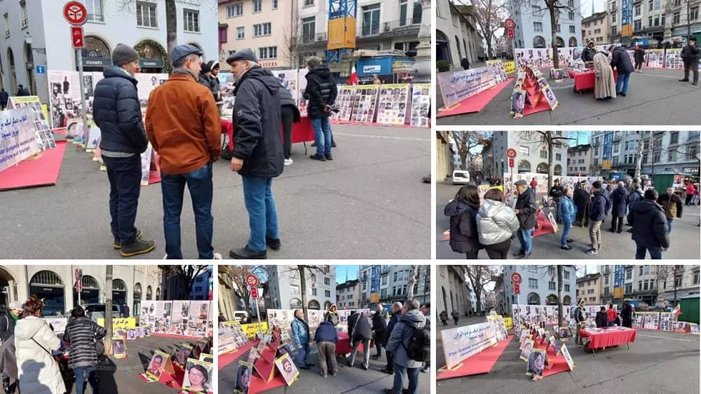 Zurich, Switzerland—December 20, 2022: Iranian Resistance Supporters Held a Photo Exhibition in Support of the Iran Revolution
