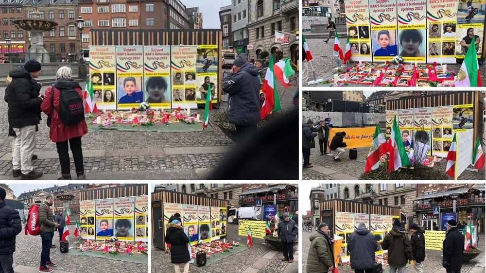 Copenhagen, Denmark—January 30, 2023: MEK Supporters Held an Exhibition in Support of the Iran Revolution