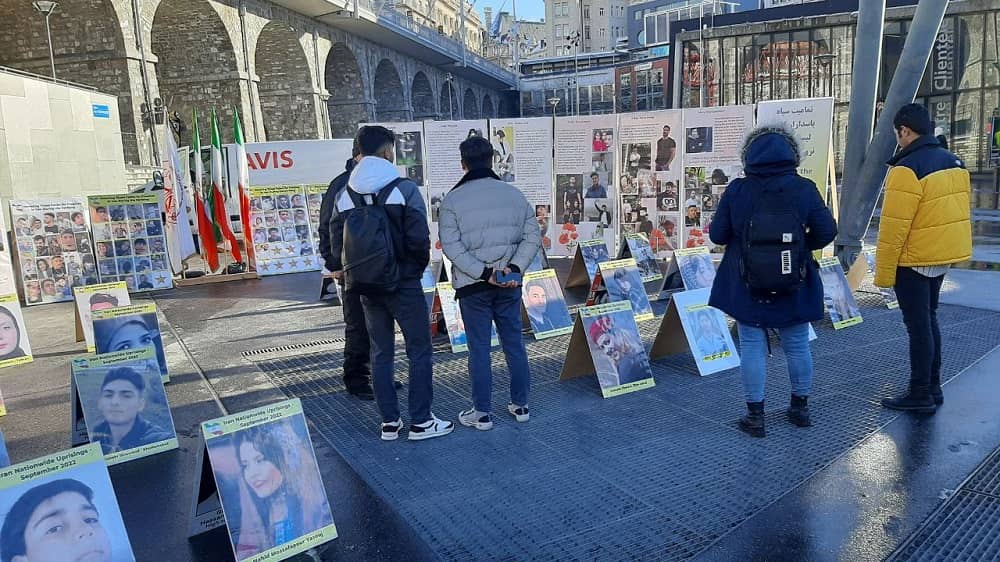 Lausanne, Switzerland—January 19, 2023: Iranian Resistance Supporters Held an Exhibition in Support of the Iran Revolution
