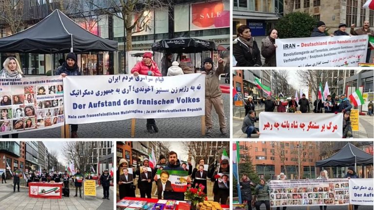 Stuttgart and Bremen—January 21, 2023: Freedom-loving Iranians and supporters of the People's Mojahedin Organization of Iran (PMOI/MEK) held a rally in solidarity with the Iranian people's uprising. They also commemorated January 20, 1979. On this day, the people of Iran released the last group of political prisoners from the prisons of Shah’s dictatorship.