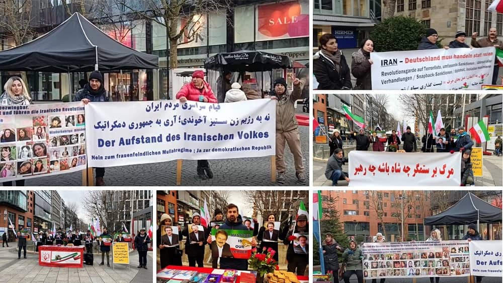 Stuttgart and Bremen—January 21, 2023: MEK Supporters Rally in Solidarity With the Iran Revolution, and Commemorating the Day January 20