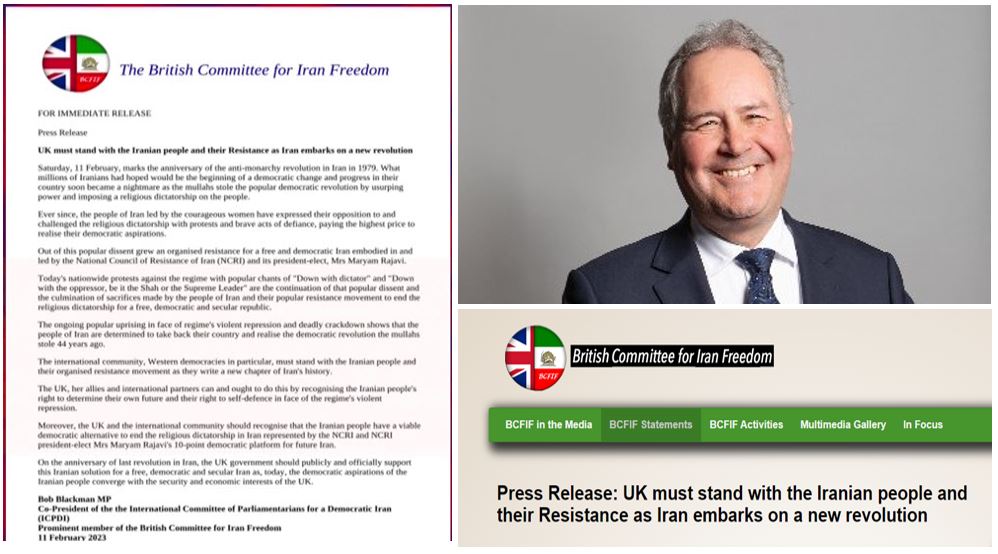 The British Committee for Iran Freedom (BCFIF) issued a statement on the anniversary of Iran's 1979 anti-monarchic revolution.