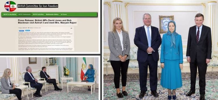 February 23, 2022: The British Committee for Iran Freedom (BCFIF) issued a statement on the British MPs David Jones and Bob Blackman visiting of Ashraf 3 in Albania and meeting with Mrs. Maryam Rajavi the President-elect of the National Council of Resistance of Iran (NCRI).