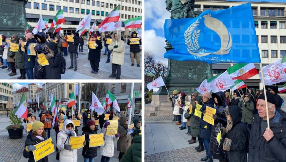 Gothenburg, Sweden—February 25, 2023: Freedom-Loving Iranians, and MEK Supporters Demonstrated in Support of the Iran Revolution