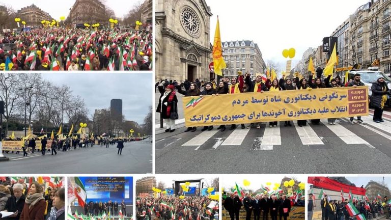 Paris, February 12, 2023: More than 10 thousands freedom-loving Iranians, supporters of the People’s Mojahering Organization of Iran (PMOI/MEK), and the National Council of Resistance of Iran (NCRI) held a grand rally in Place Denfert Rochereau. They expressed solidarity with the nationwide Iran Revolution and honored the legacy of the 1979 anti-monarchic revolution.