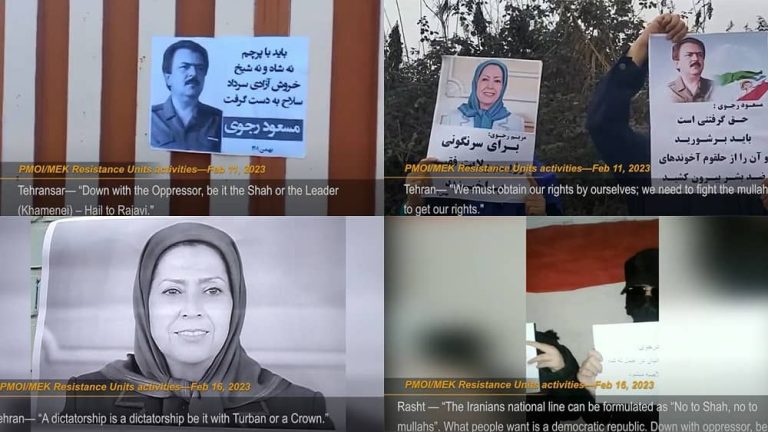 February 2023–Brave MEK Resistance Units carried out anti-regime activities in different cities across Iran. Their activities include posting messages from Iranian Resistance leader Massoud Rajavi and NCRI president-elect Maryam Rajavi about the continuation of Iran's uprising.