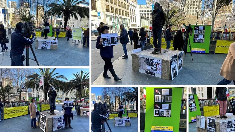 San Francisco—February 12, 2022: Freedom-loving Iranians and MEK Supporters Held a Photo Exhibition in Support of the Iran Revolution