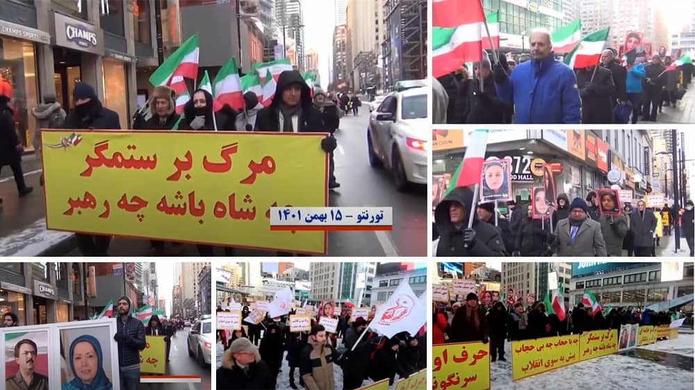 Toronto, Canada—February 4, 2023: MEK Supporters Demonstration in Support of the Iran Revolution