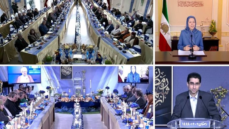 March 26, 2023: The Ramadan conference was held, marking the start of the holy month of Ramadan, religious leaders, representatives and prominent personalities joined Mrs. Maryam Rajavi, the president-elect of the NCRI at the conference under the title: “United with Iranian Uprising and Resistance for Democratic Republic”.