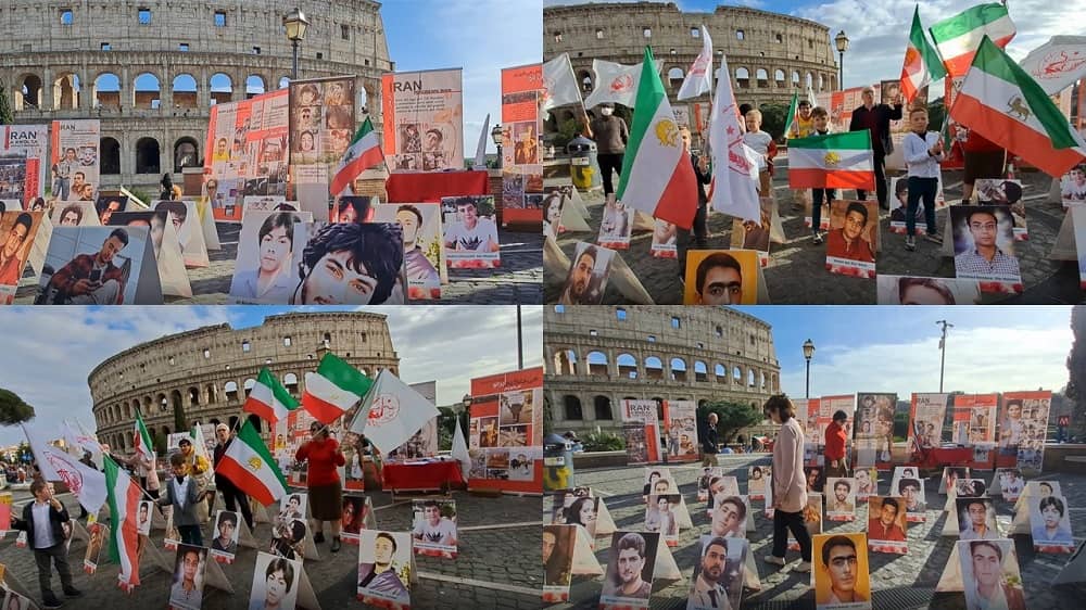 Rome, Italy—March 11, 2023: MEK Supporters Rally and Exhibition to Support the Iran Revolution