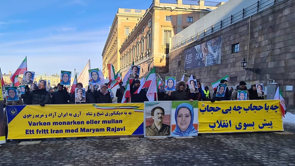 Stockholm, Sweden—March 11, 2023: MEK Supporters Rally to Support the Iran Revolution