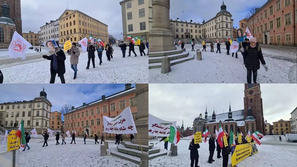 Stockholm—March 6, 2023: MEK Supporters Rally in Front of the Swedish Court, Seeking Justice for the 1988 Massacre Victims
