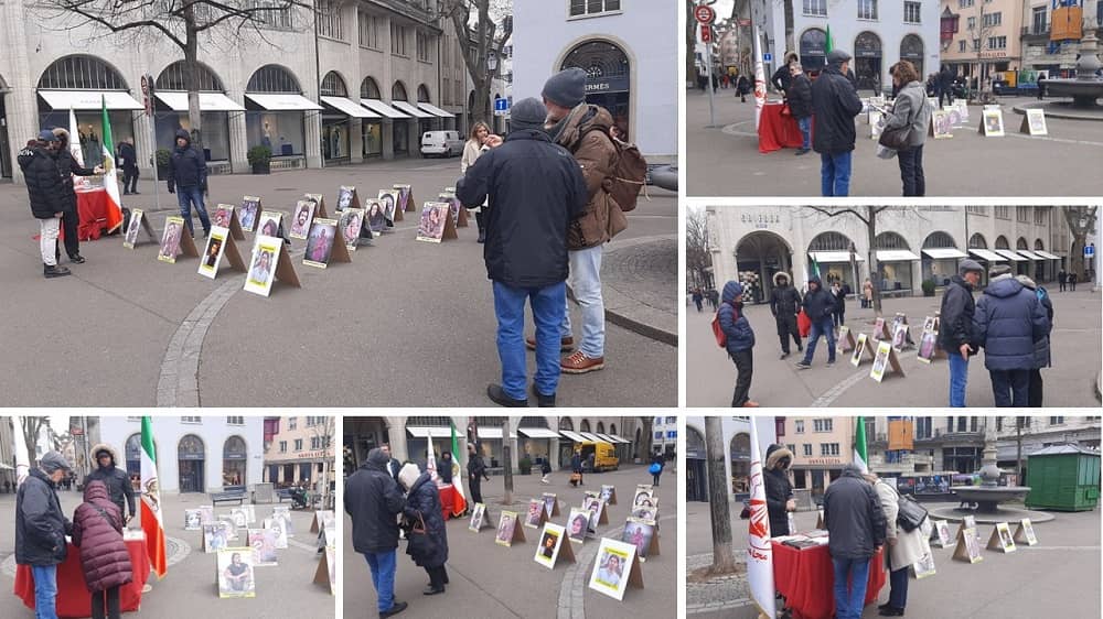 Zurich, Switzerland—February 28, 2023: MEK Supporters Held a Rally in Support of the Iran Revolution