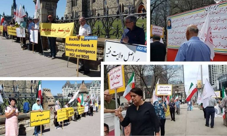 Ottawa and Toronto—April 15, 2023: Freedom-loving Iranians, supporters of the People's Mojahedin Organization of Iran (PMOI/MEK) held rallies in solidarity with the Iranian Revolution.