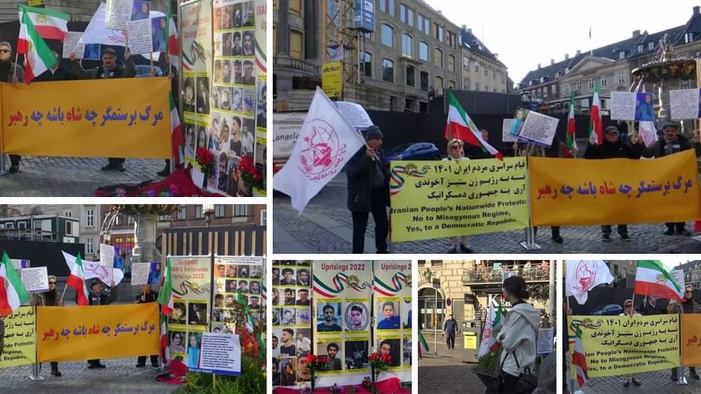 Copenhagen, Denmark - April 20, 2023: Freedom-Loving Iranians and MEK Supporters Rally in Support of the Iran RevoIution. 